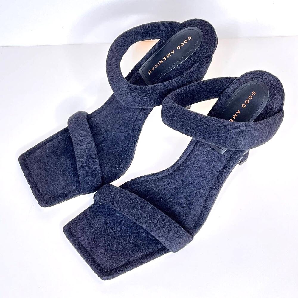 Good American Terry High Heeled Sandals Black 11